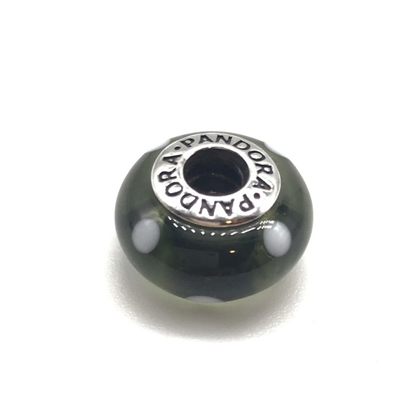 Pandora White Dotted Murano Glass Charm - Picture 1 of 5
